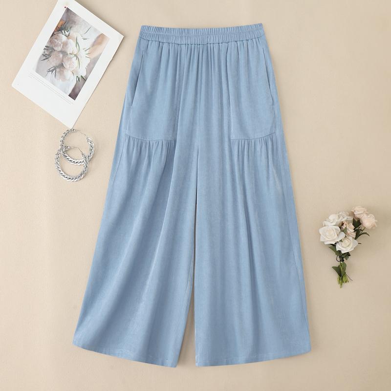 ZANZEA Damen Elastischer Bund Einfarbig Locker Lässige Hosen