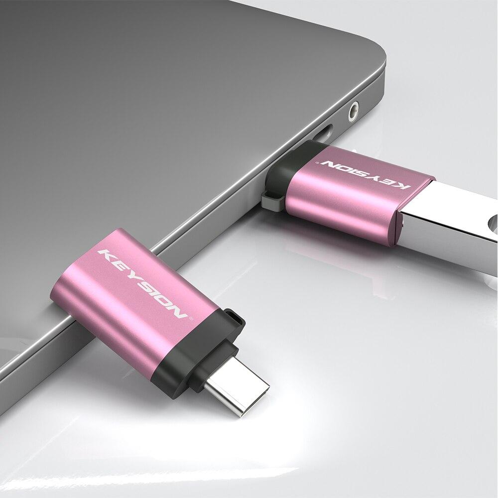 

Адаптер KEYSION USB C типу C до адаптера USB 3.0 Thunderbolt 3 Type-C адаптер OTG Кабель для Macbook pro Air Samsung S21 USB OTG рожевий колір золота