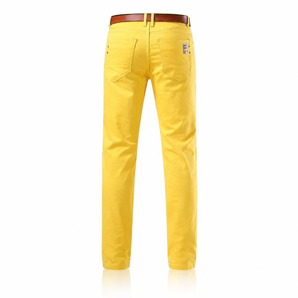 Men'S Casual Pants Slim Fit Straight Cut Stretchy Colorful New Spring And Autumn Style Long Pants