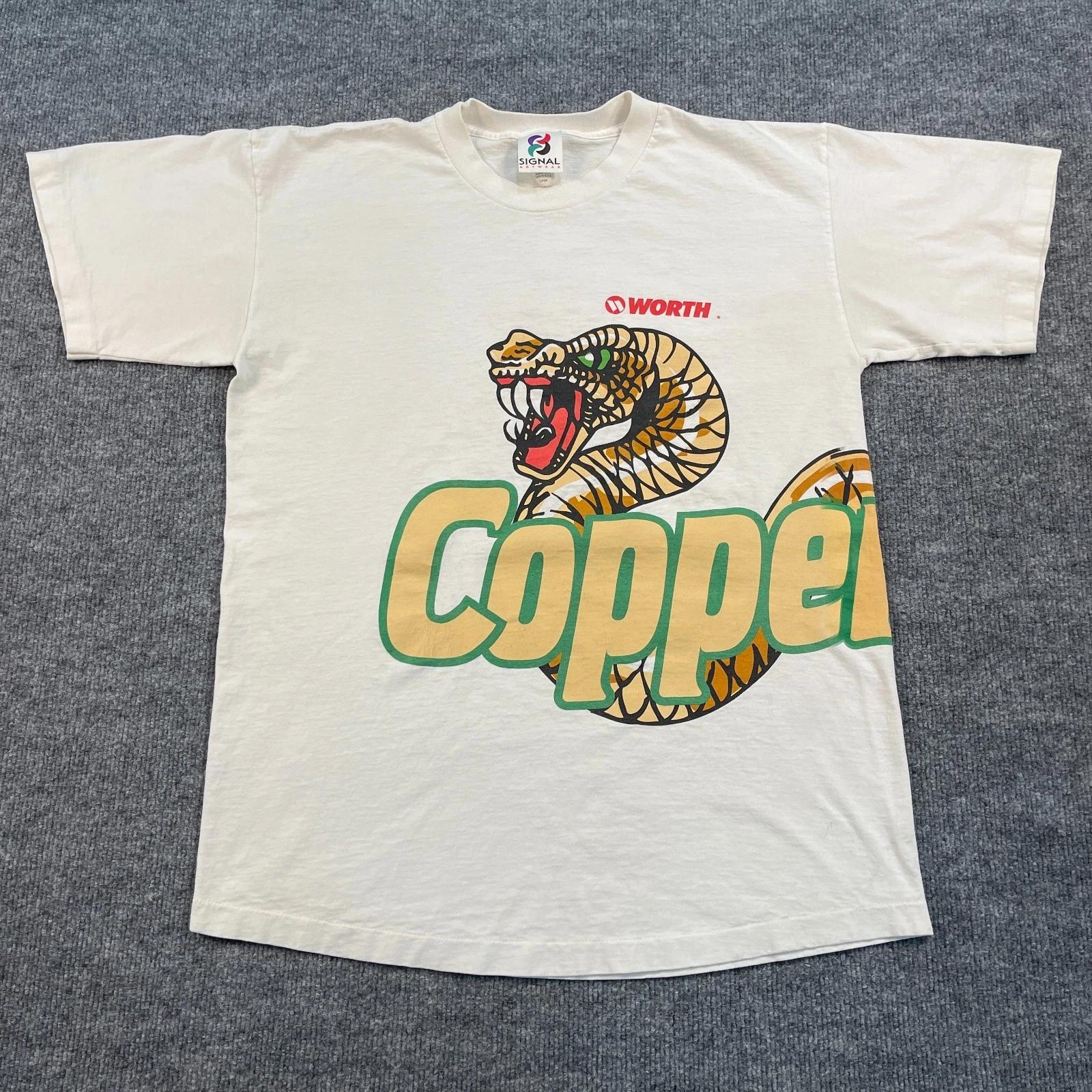

Vintage 90s Copperhead Pit-Viper Snake Wrap-Around Shirt Large 21x28 White 4XL