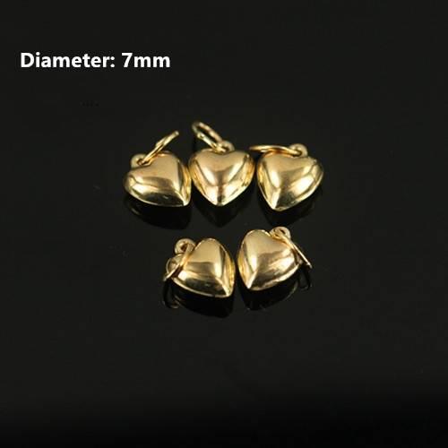 Romantic 14k Gold Filled 7.0mm Puffy Heart Charms for Jewelry Making Bracelet and Necklace 7 mm