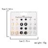 12Pairs/Set Fashion Geometric Stud Earrings Set For Women Love Heart Bowknot Rose Flower Star Moon Pearl Earrings Party Jewelry