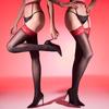 Glossy Black 8D Silky Lace Over-the-Knee Suspender Stockings