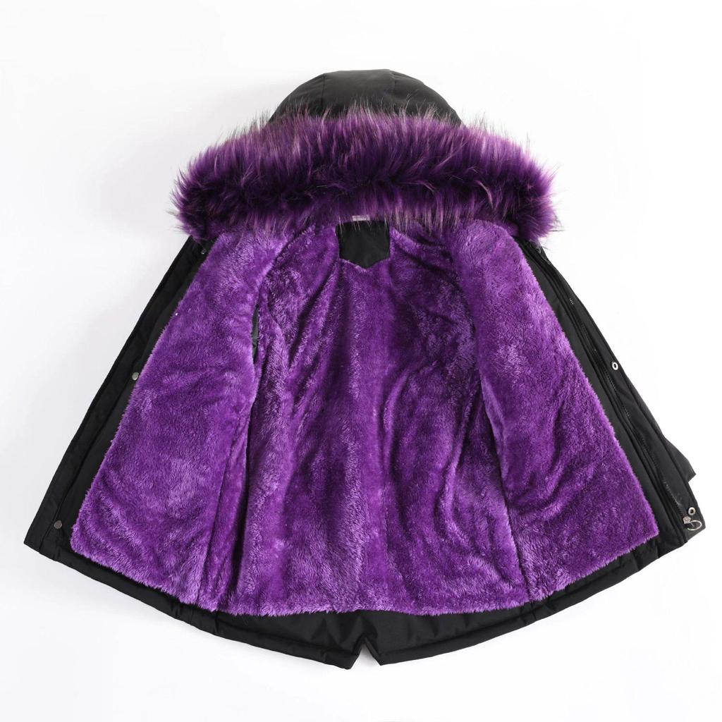 2023 Fashionable Korean Style Girls' Thickened Fleece-Lined Winter Parka Coat