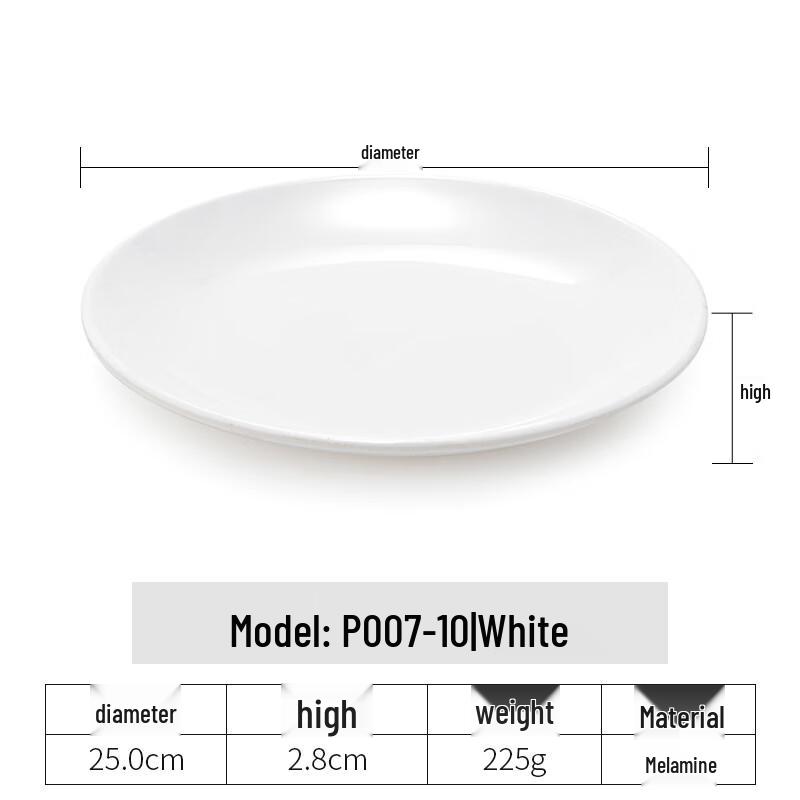 

Melamine Round Shallow Dinner Plates, 5-Pack