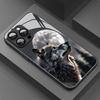 Creative Lonely Wolf King Pattern Glass Phone Case For iPhone 17 16 15 14 13 12 11 Pro Max 16E 17Air 7 8 Plus XR XS X Cover
