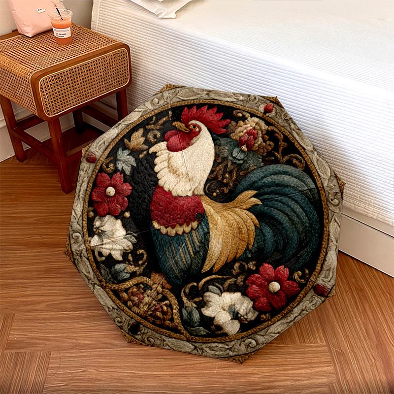 1 PC Automatic Folding Umbrella - Roosters Pattern, Portable & Foldable Design with 8 Ribs, Christmas Birthday Gifts