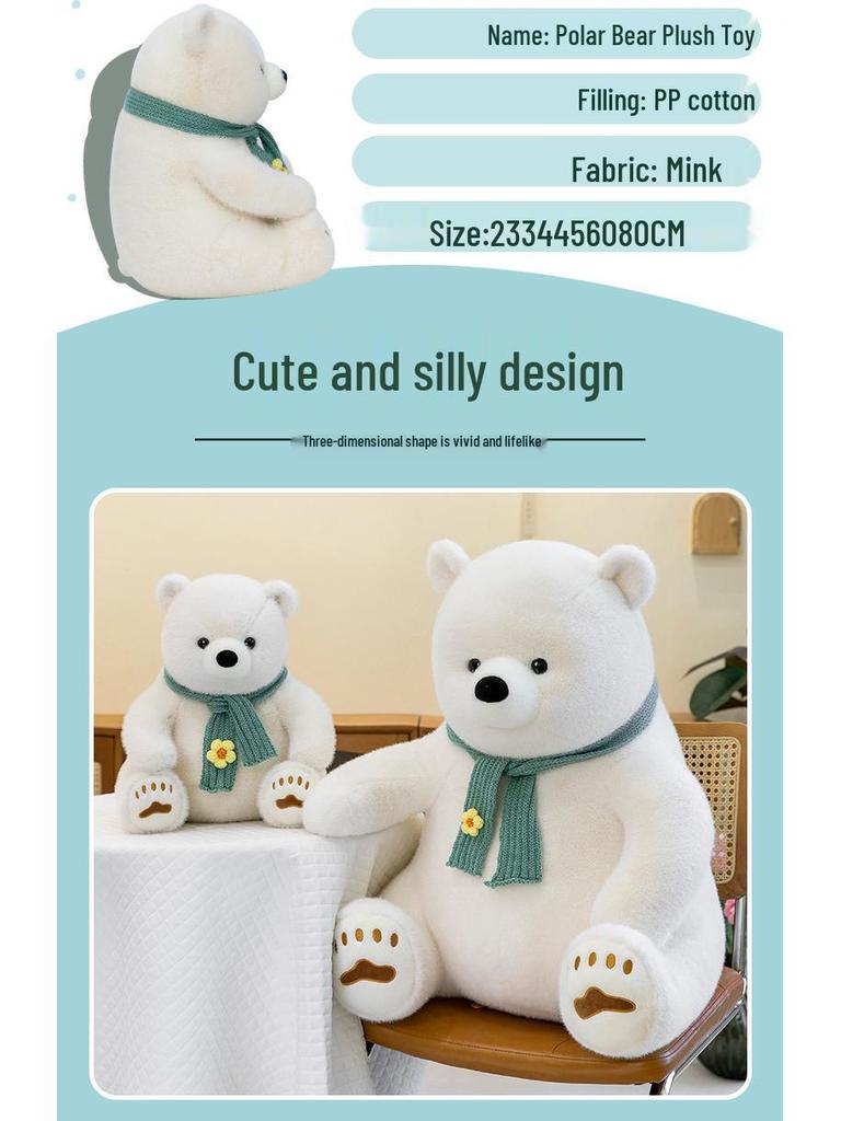 Polar Bear Plush Scarf Companion: Cute Holiday Gift Toy
