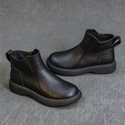 Damen Stiefeletten Herbst und Winter Retro Leder Damenstiefel 2025 Beliebte Kurze Stiefel Vielseitige Freizeit Damenschuhe