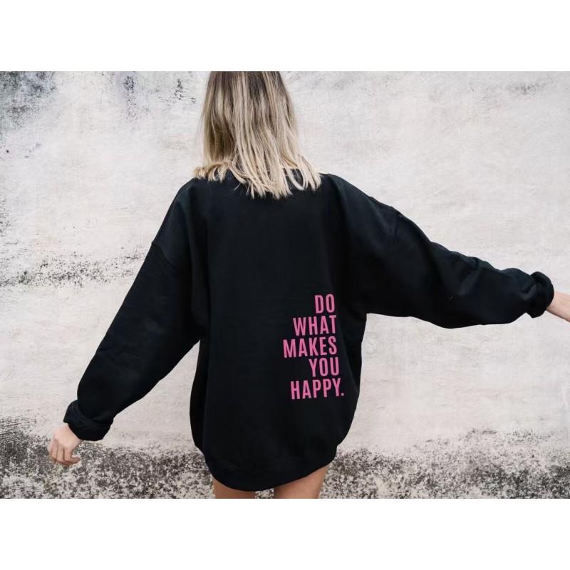 Womens Hooded Sweatshirt Streetwear Loose Fit Long Sleeve Printed Pullover Casual Top