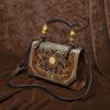 Vintage Pu Leather Women'S Bag Handbag Embossed Hand-Polished Shoulder Messenger Bag Simple Small Square Bag