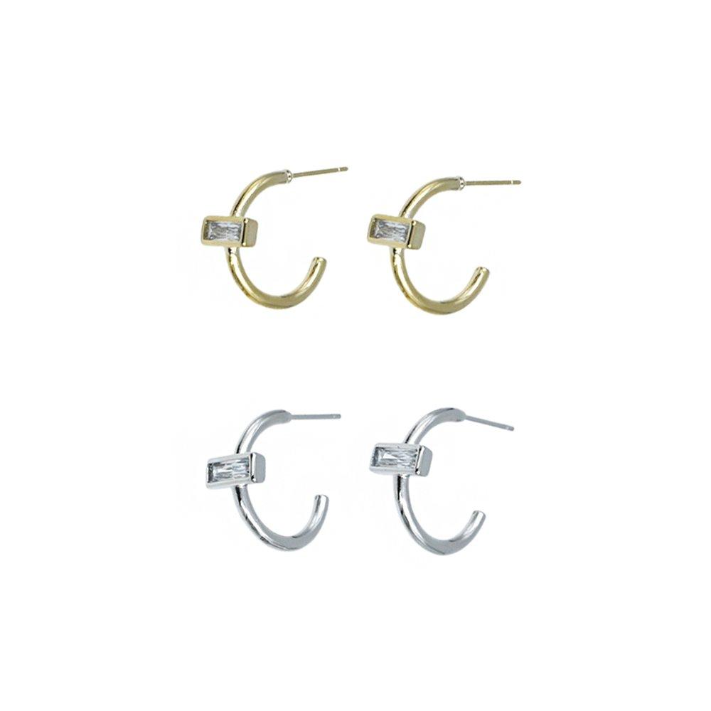 [Celebrity Worn] Edge Hoop Earrings Gold [Worn by IU]