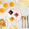 White Gold Party Supplies Decorations,129Pcs Paper Plates Party Supplies-White Gold Party Paper Plates Cups Tablecloth&Gold Dot Napkins for Graduation