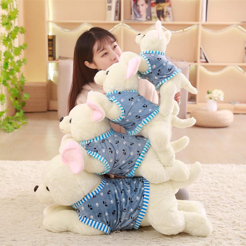 1ks 40cm Roztomilý ležící pejsek s oblečením vycpaným Soft Kawaii Kids Love Animal Plyšová hračka Krásný Teddy Dog