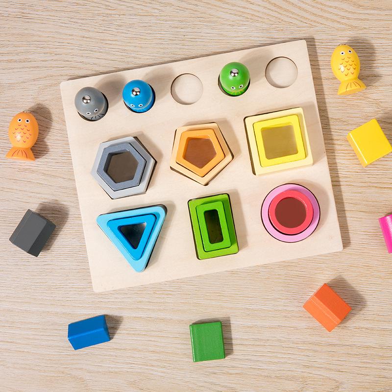 Children'S Educational Toys Shape Matching Color Cognition 3D Three-Dimensional Building Block Fishing Geometric Puzzle