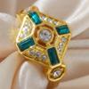 European and American Style Sparkling Zircon Geometric Ring, Women's Retro Trendy Holiday Accessories Jewelry