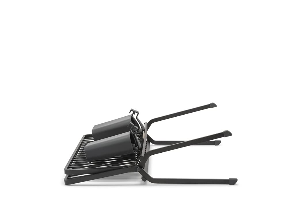 Brabantia Foldable Dish Drying Rack Large Dish Drainer with Cutlery Tray and Glass Hooks Dark Grey 139482 Width 51 X Depth 42 X Height Cm Size 31.5