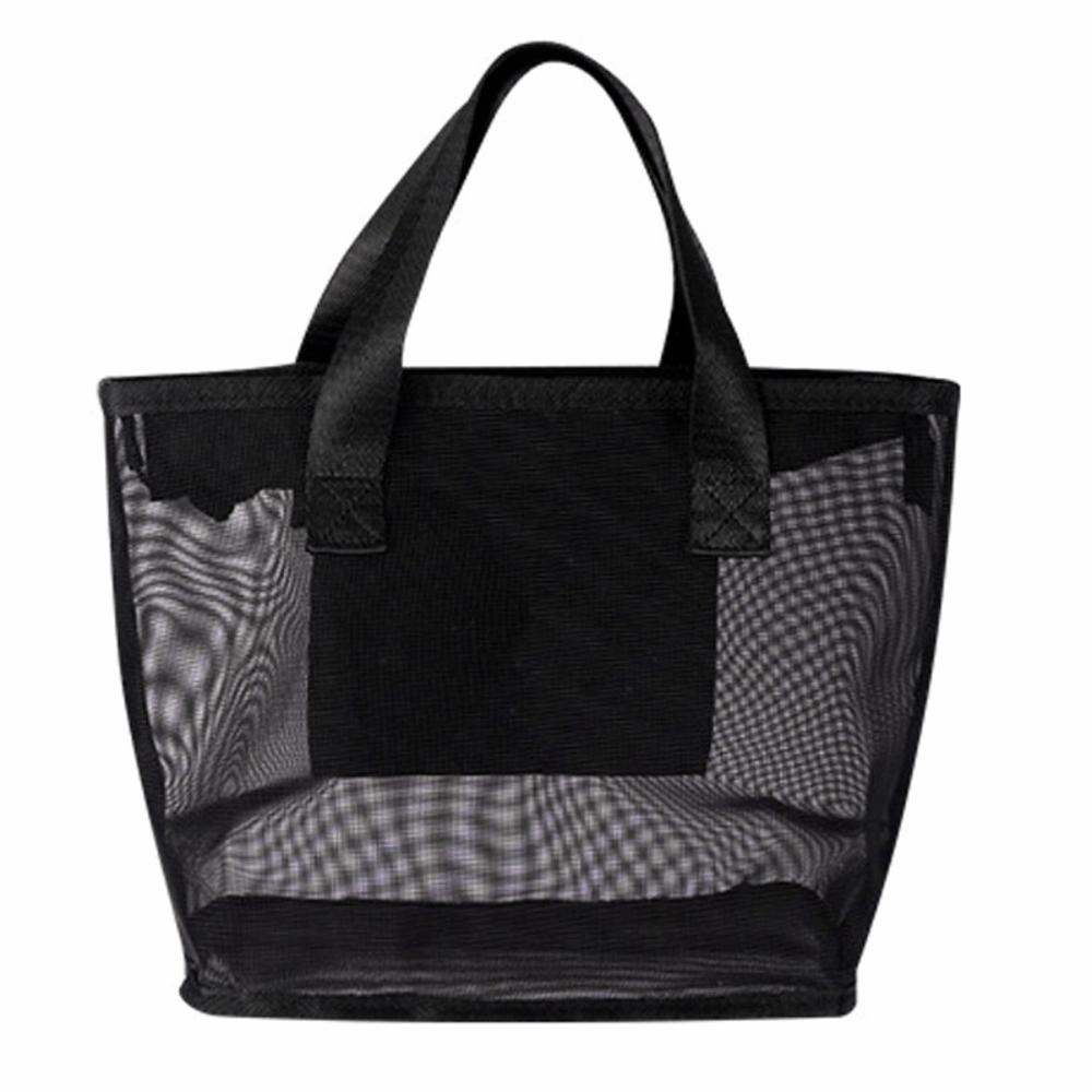 Portable Mesh Storage Bag Large Capacity Black Yoga Shoulder Bag Ultralight Transparent Travel Toiletry Bag