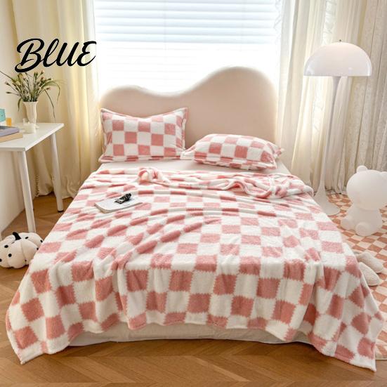 Soft Baby Blanket Bed for Fluffy Checkered Plush Breathable Chessboard Pattern Weaved Polyester All Season