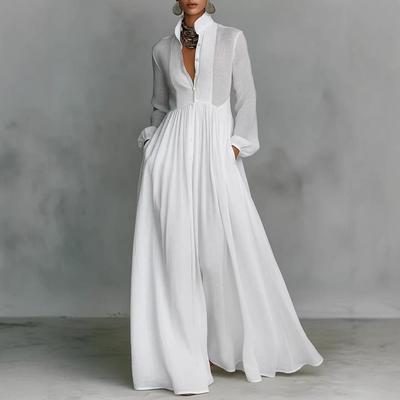 2026 Elegant French White Waist-cinching Pleated Holiday Dress