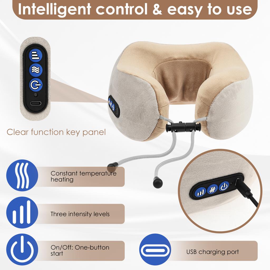 Electric Neck Massager Pillow 3D Kneading 3 Modes Neck Cervical Waist Leg Body Muscles Massage Travel Sleeping Pillows Support