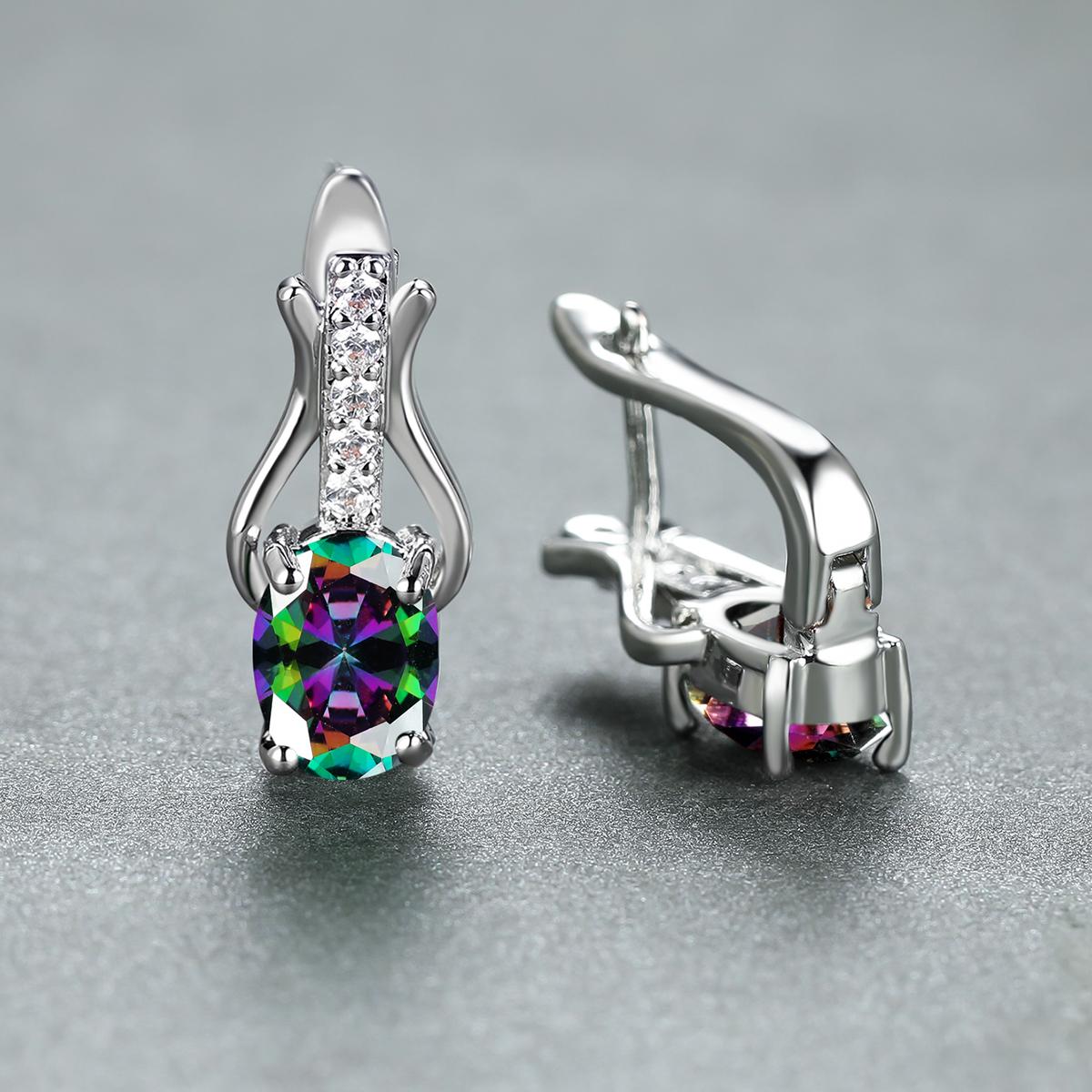 

Серьги цвета розового золота овальной огранки Красный Белый Черный камень Женские свадебные украшения Роскошные серьги-гвоздики с фианитом для женщин Серьги-капли разноцветный/серебряный