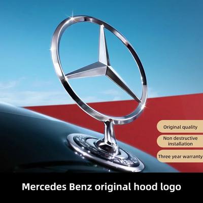 C200 E200 For Mercedes Benz Car Engine Hood Emblem Front Bonnet Chrome Mark Accessories For Mercedes Benz AMG W204 W205 W203 W21