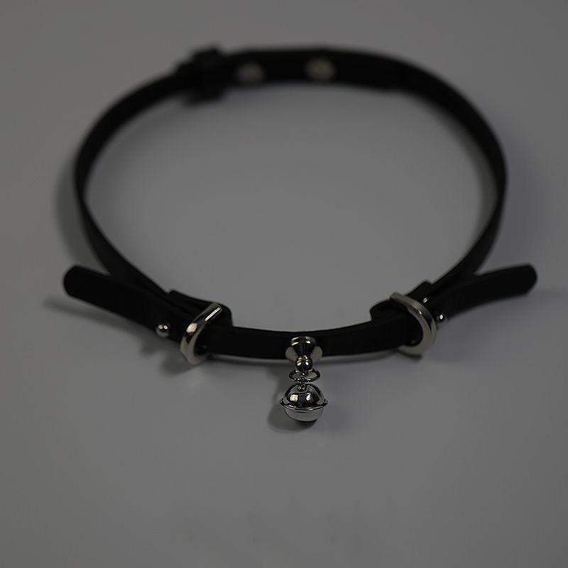 Punk Metal Bell Pendant Choker Necklaces for Women Men Hip Hop Cool Black Leather Short Necklaces Wild Party Jewelry Accessories