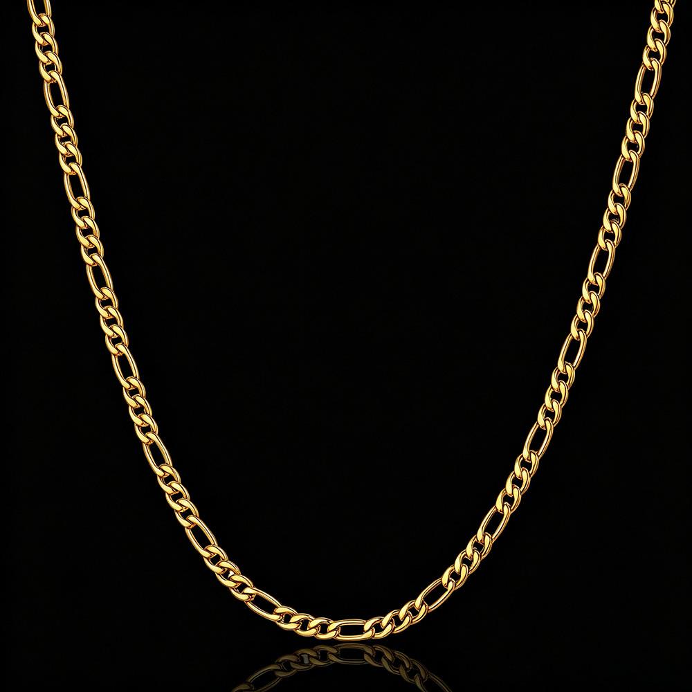 4mm 6mm Figaro Chain 18K Gold Plated Chain Stainless Steel 316L Mens Chains Jewelry Gifts Figaro Cuban Necklace for Women 18inches