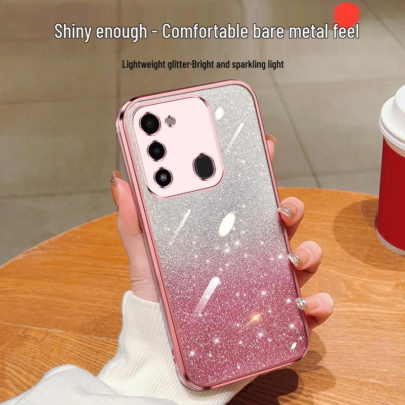 Infinix HOT 50 Case: Electroplated Silicone Glitter Gradient for NOTE 40, ZERO 30, SPARK 30C.