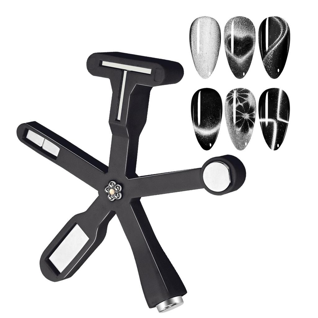 Multifunctional Cat Eye Nail Art Magnet Tool – Six-in-One, Cross-shaped Design for Strong Gel Polish Effects