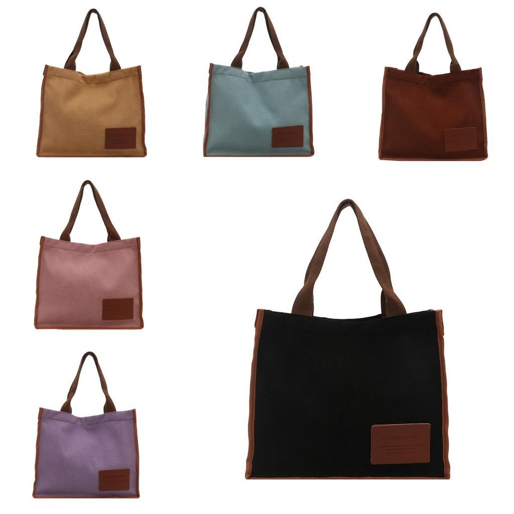 Street Style Canvas Tote Bag With Double Straps Large Capacity For School And Outings