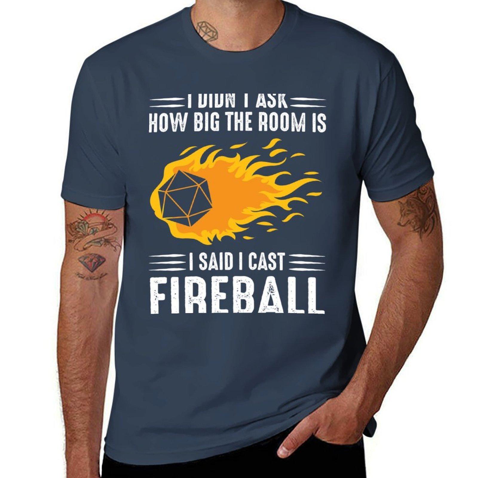 I Cast Fireball Wizard Sorcerer Dm Gift Ttrpg Classic Tshirt Basic Simple Design Short Sleeve Shirt S