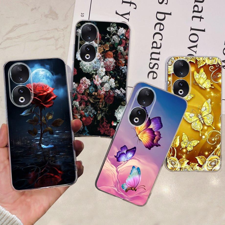 Para Honor 90 / Honor 90 Lite 90 Pro 90 Smart Case Funda de Silicona Suave Elegante de Lujo Hermosa Flor de Cerezo Fundas Tapa Transparente
