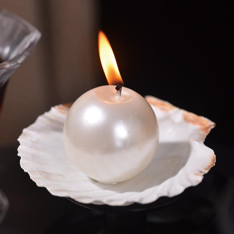 

1Pc Ocean Theme Pearl Scented Candles with Shell Beach Photography Props Home Party Holiday Scented Candle Bathroom Decor