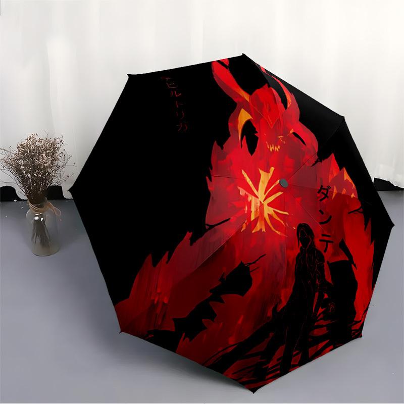 1pc Devil Windproof Automatic Umbrella, Portable Folding Design, Lightweight for Women/Men253