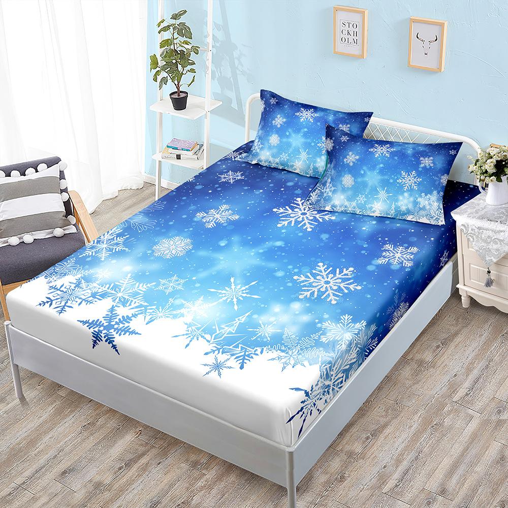 Christmas Snowman Holiday Kit Three-Piece Mattress Mattress Mattress Protective Cover