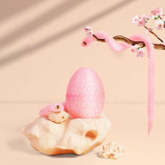 3D Printed Snake Egg Figurine Movable Joints Snake Eggshell Figure Fidget Toy