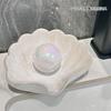 Seashell Soap Dish with Self-Draining Design - No-Drill Installation for Bathroom Sink
