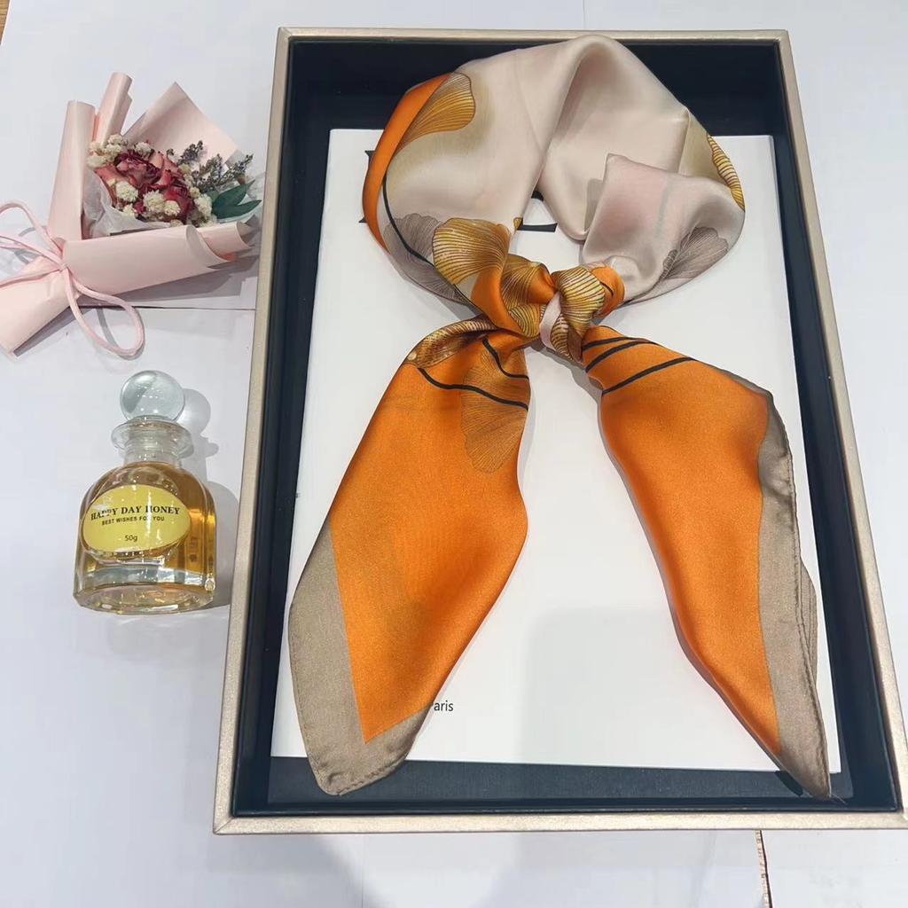 Hedvábný šátek pro ženy, módní všestranný, vysoký smysl, 70 čtverečních stop, ochrana krku, šátek, retro šátek, taška