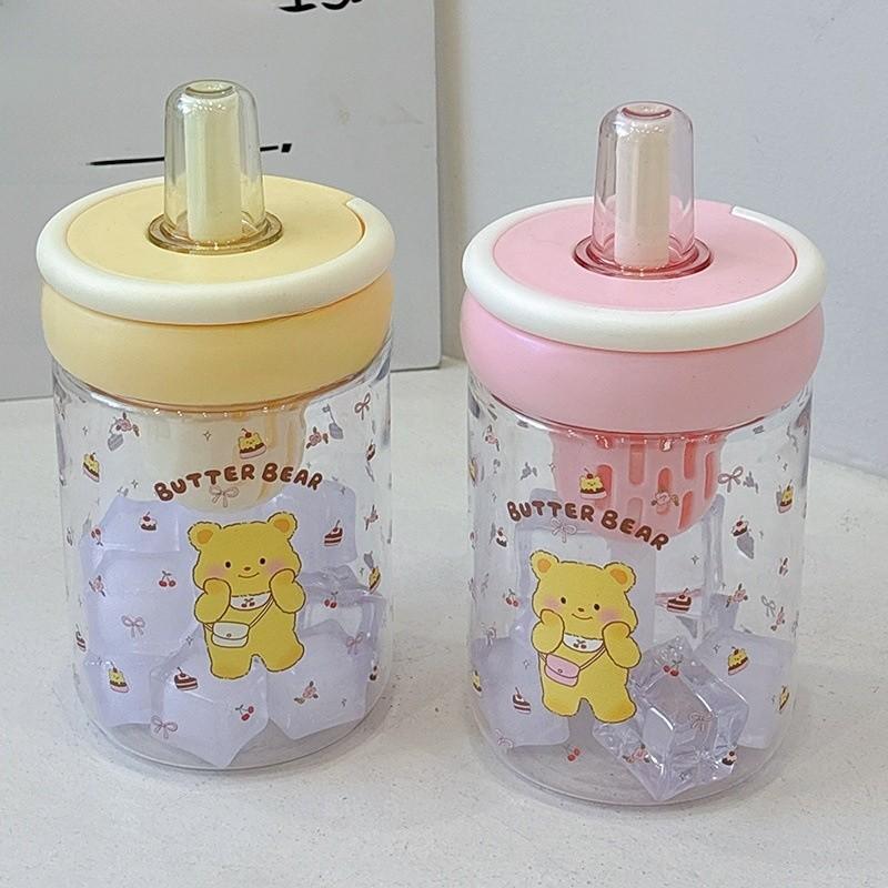 Cute Bear Plastic Water Bottle For Kids With Large Capacity And Leakproof Lid