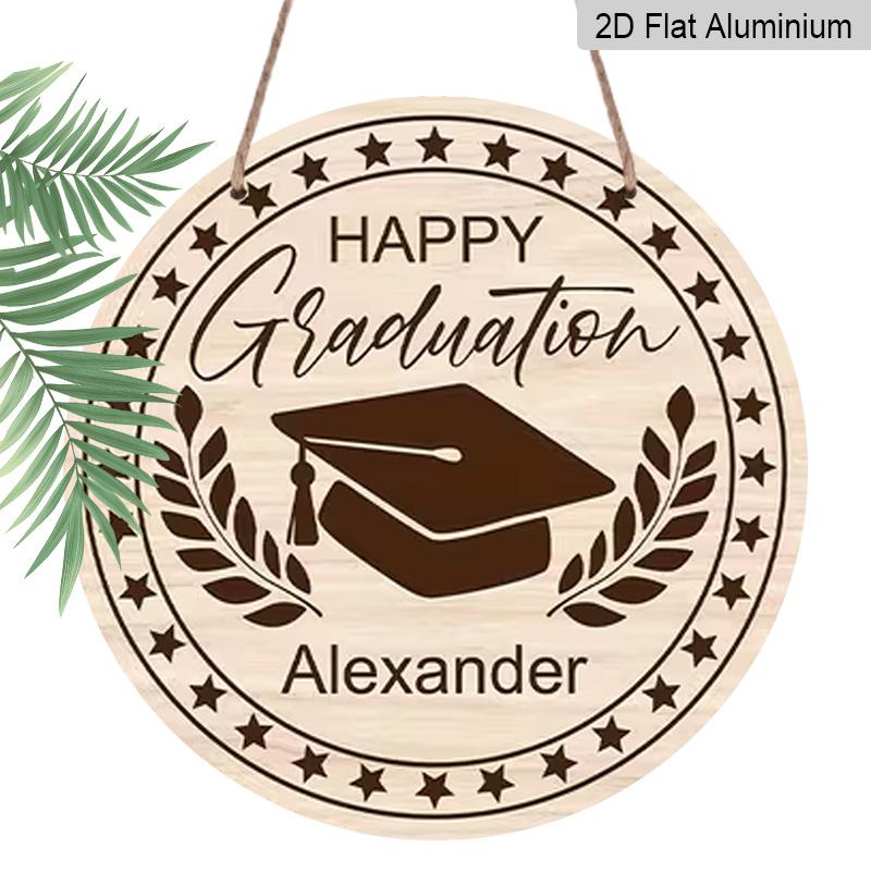 2D Flat Aluminum Graduation-Themed Wall Decor Commemorative Gift 7.87 Inches X 7.87 Inches Suitable for Cafes, Offices, Front Doors, Porches, and