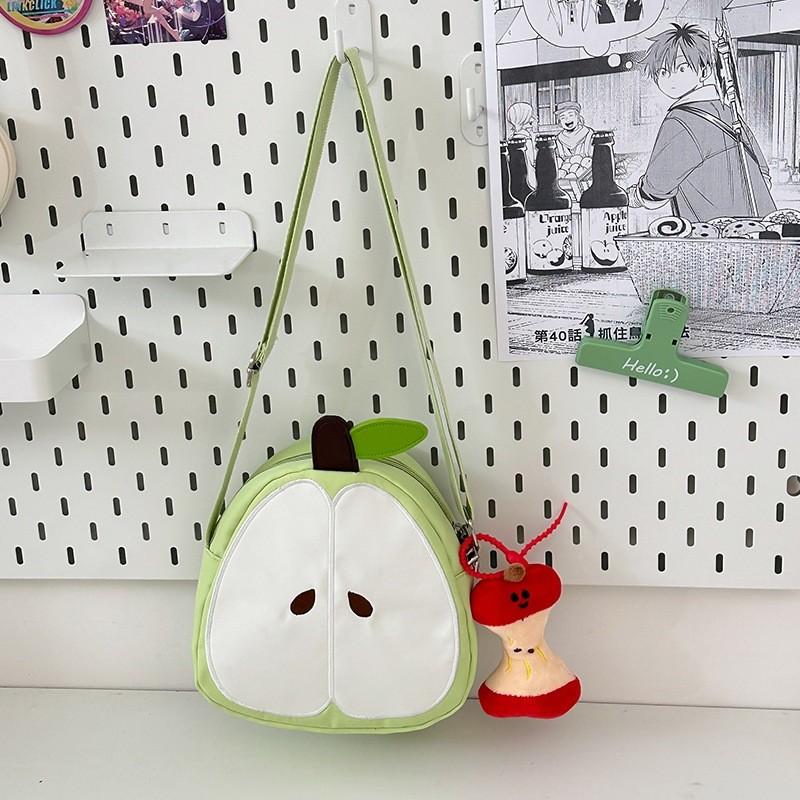 Borsa Piccola a Spalla in Nylon con Cartoni Animati di Frutta e Chiusura a Zip per Uso Quotidiano