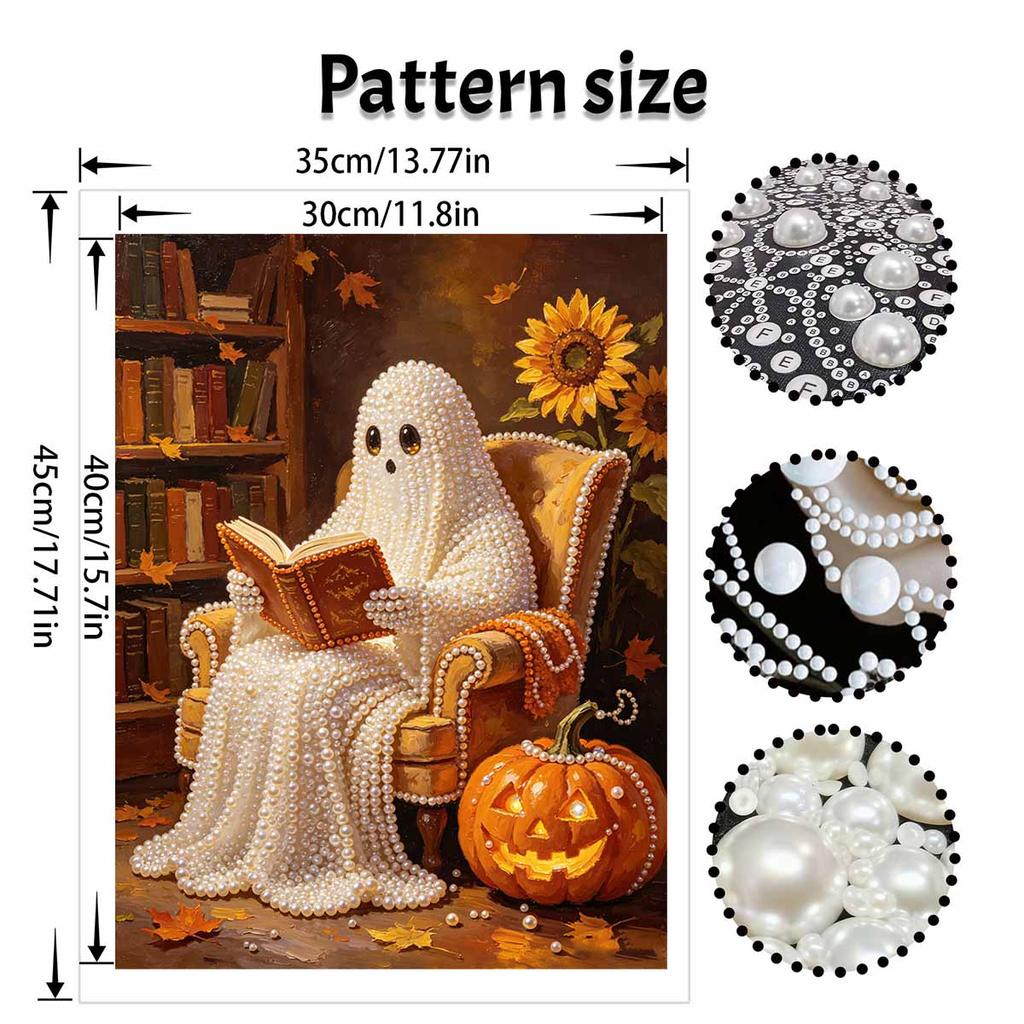 Halloween pearl painting art kit handmade diy home decorations ghost reading book sunflower pumpkin autumn harvest fall ornament