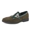 Fashion 2025 Spring Autumn New Handmade Sole Men's Loafers Fashionable Green Men's Business Work Shoes Versatile Low Top Dress Shoes