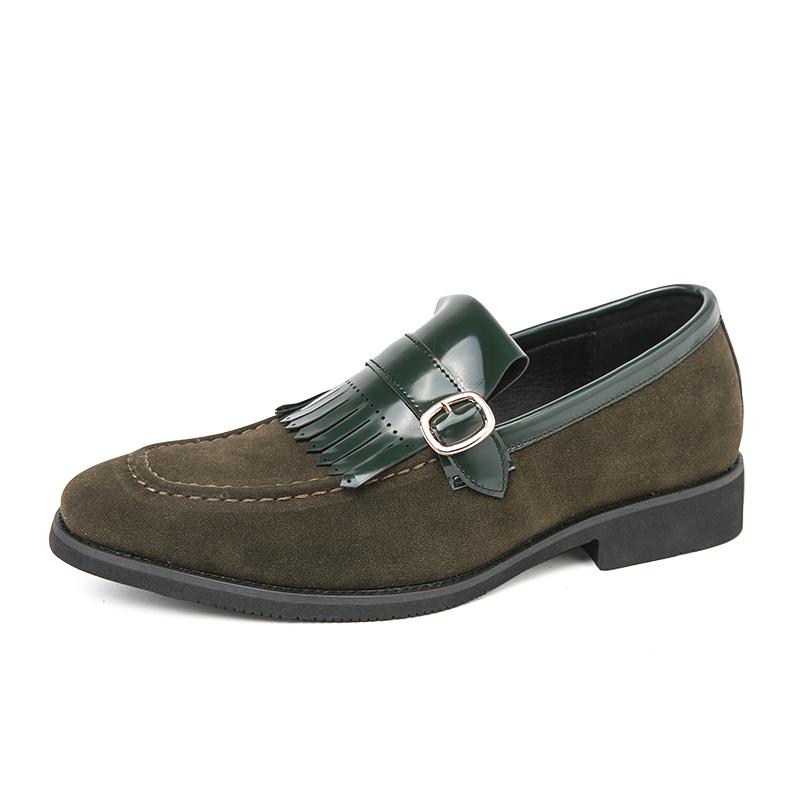 Fashion 2025 Spring Autumn New Handmade Sole Men's Loafers Fashionable Green Men's Business Work Shoes Versatile Low Top Dress Shoes