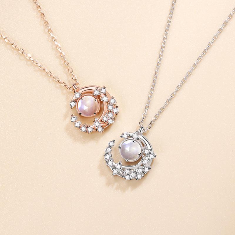 Aurora Star Moon Necklace Female Korean Edition Fashion Simple Temperament Pendant Zircon Moon Clavicle Chain Premium