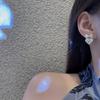 Silver Needle Retro Bow Pearl Stud Earrings Women's High-end Sense Super Flash Zircon Love Earrings Sweet Temperament Ear Jewelry