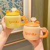 High-value Cute Ceramic Mug with Lid Spoon Design Sense Girls Office Drinking Cup Coffee Breakfast Cup