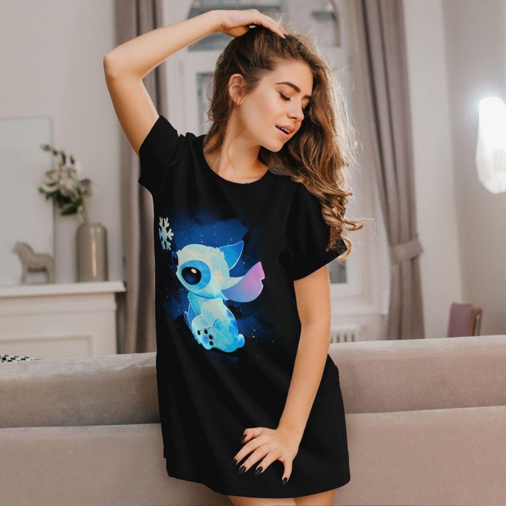 Damskie sukienki do spania z krótkim rękawem, luźne, o swobodnym kroju, T-shirty, odzież nocna, ubrania domowe, koszule nocne, sukienki do wypoczynku